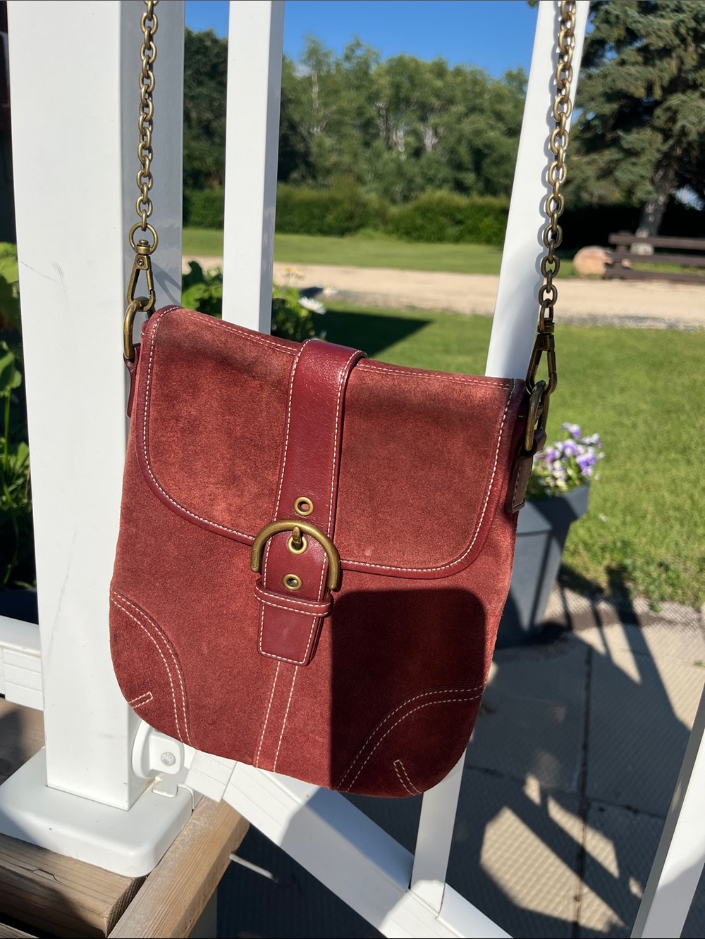 Coach Suede mini Crossbody Bag maroon